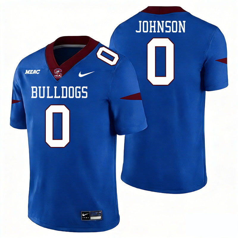 South Carolina State Bulldogs #0 Jalen Johnson College Football Jerseys,Uniforms Stitched-Blue
